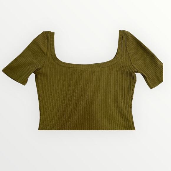 n: Philanthropy Langley Bodysuit Olive Green Ribbed Thong Chic Indie SZ XS NWT - Picture 4 of 15